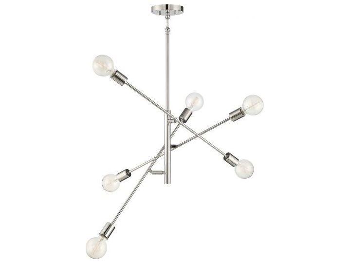 Meridian 6-Light Chandelier in Polished Nickel with Adjustable Arms