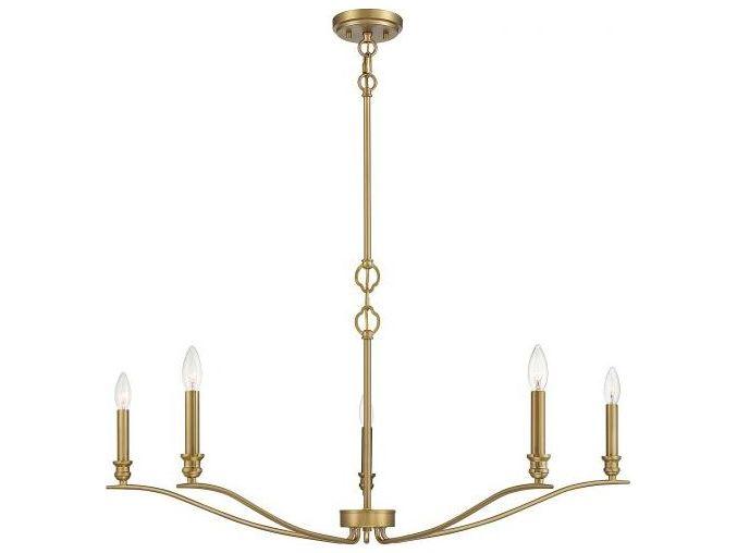 5-Light Meridian Chandelier in Natural Brass