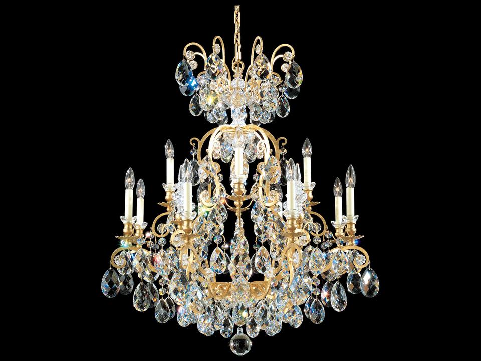 Renaissance 13-Light Gold Crystal Candelabra Chandelier