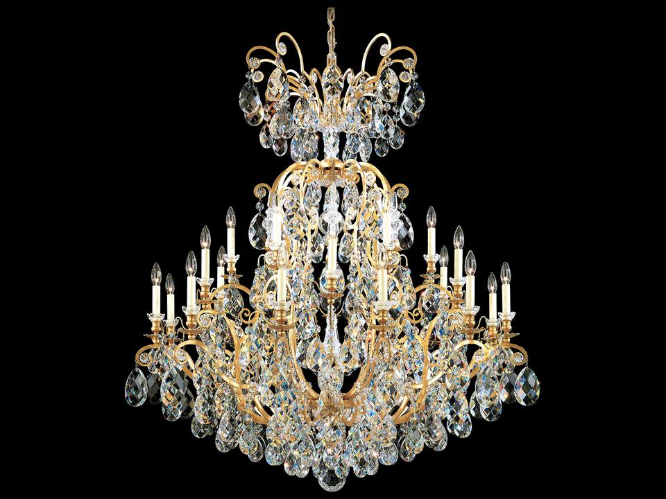 Renaissance 25-Light Gold Crystal Candelabra Chandelier