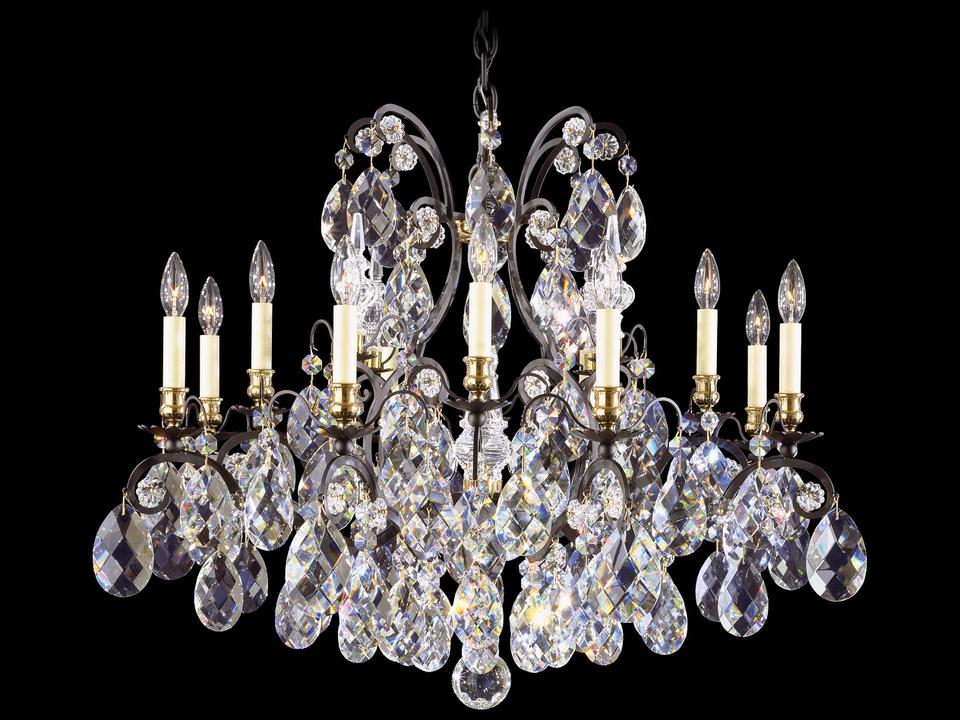 Renaissance 13-Light Pewter Crystal Candelabra Chandelier
