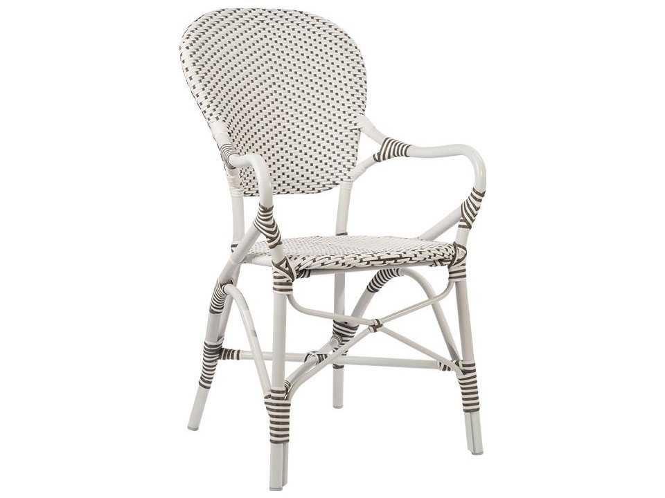 Alu Affaire Isabell Stackable Dining Arm Chair White with Cappuccino Dots