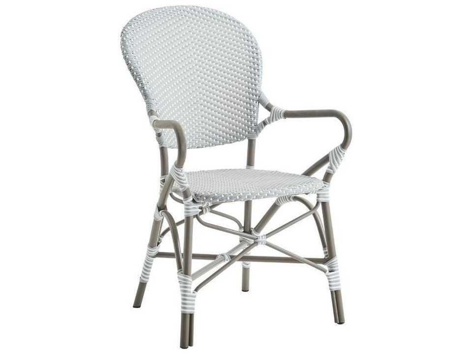 Isabell Outdoor Bistro Armchair in White with Cappuccino Dots