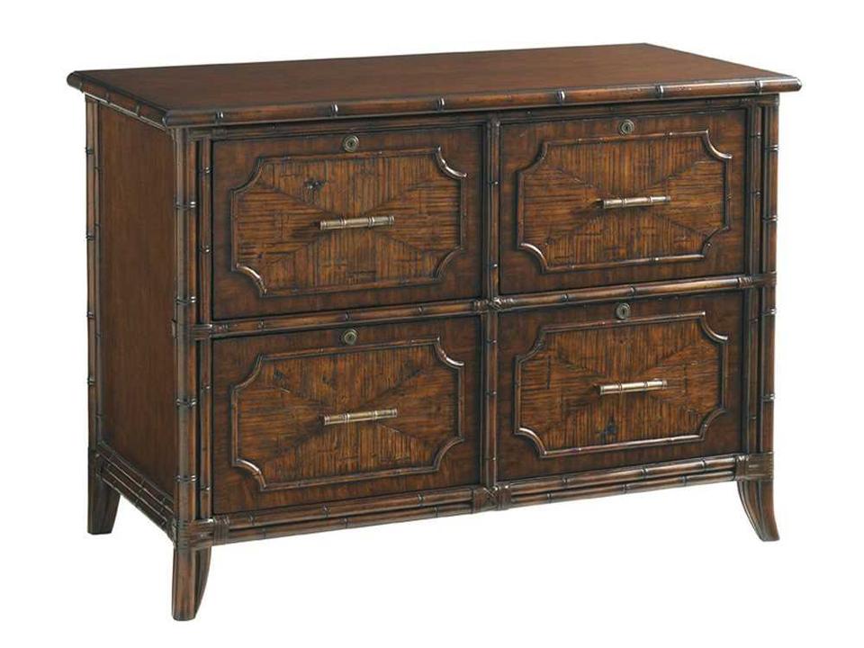 Bal Harbor Four Drawer File Cabinet Tobacco Brown Rattan Bamboo