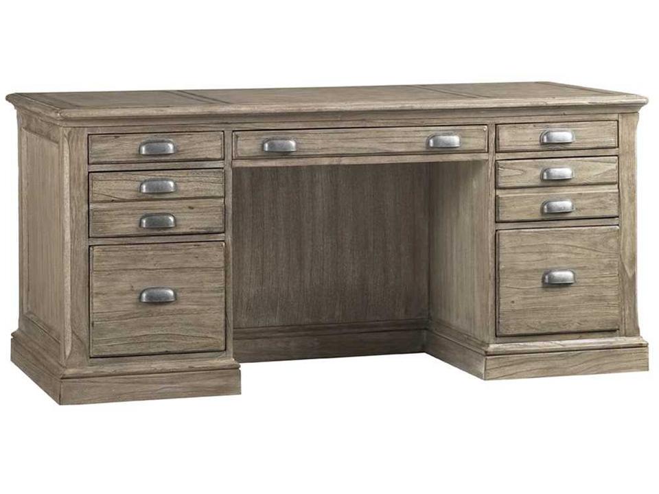 Barton Creek Austin 66-Inch Pedestal Desk in Grey Weathered Oak