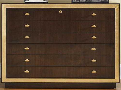 Bel Aire Beverly Palms File Chest in Walnut with Gold Accents