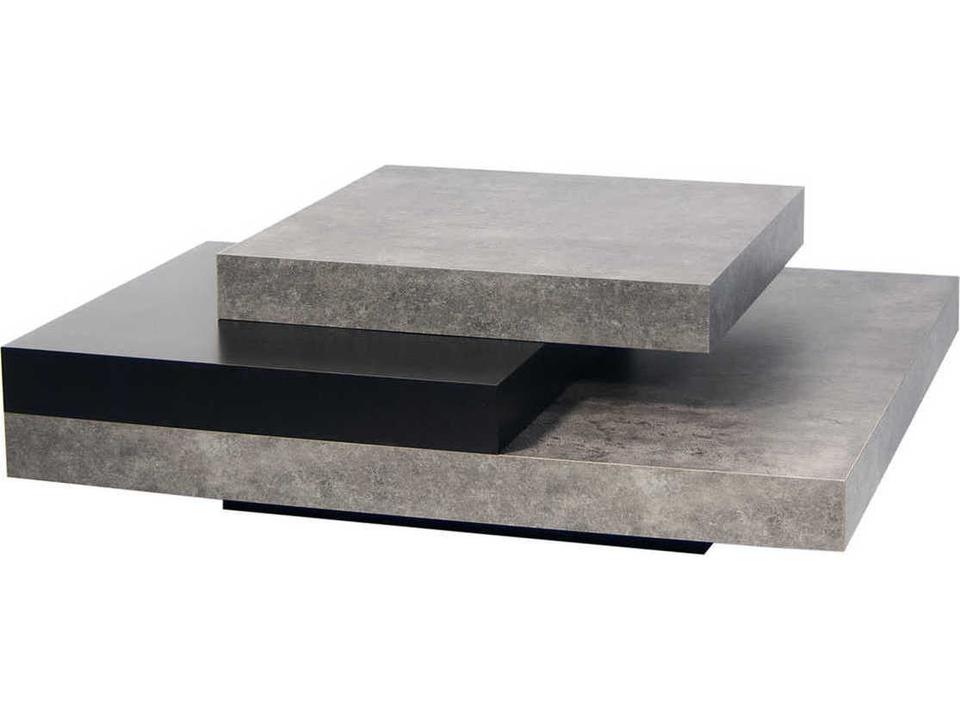Slate Square Coffee Table in Concrete Look and Pure Black