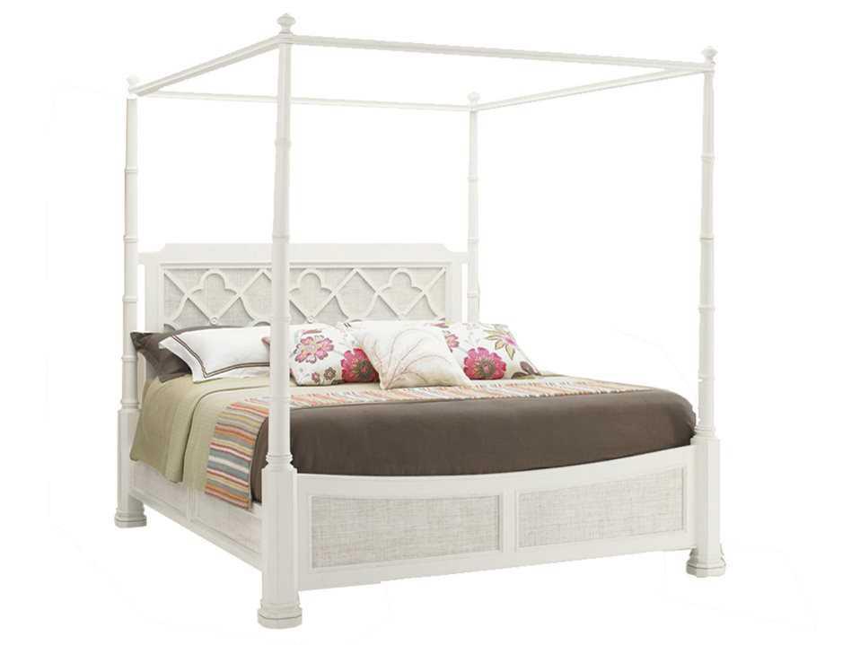 Ivory Key Southampton Queen Poster Bed in White Raffia
