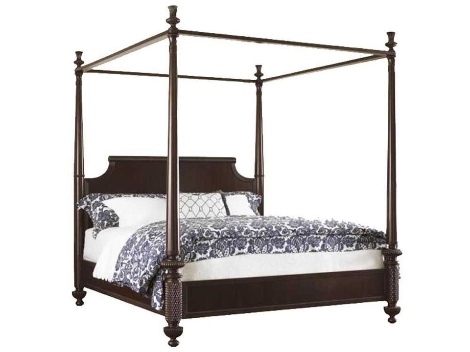 Royal Kahala Diamond Head Queen Canopy Bed in Tobacco Brown Mahogany