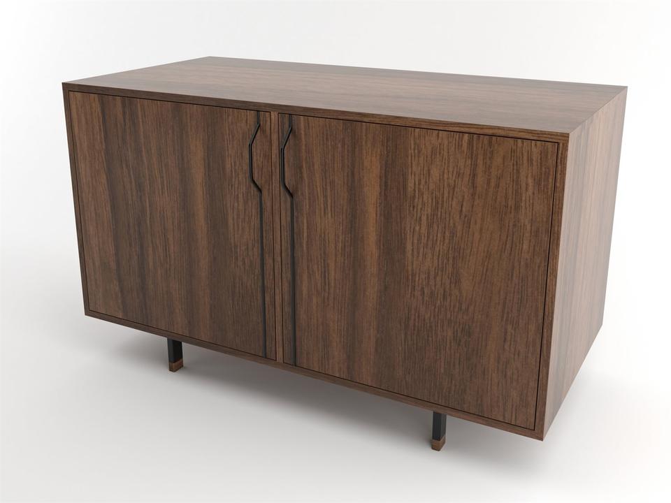 Chapman 47-Inch Double Unit Walnut Sideboard with Black Hardware