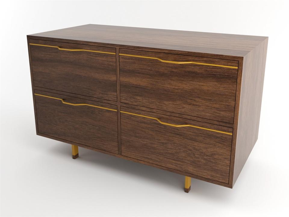 Chapman 4-Drawer Dresser Walnut with Mustard Hardware