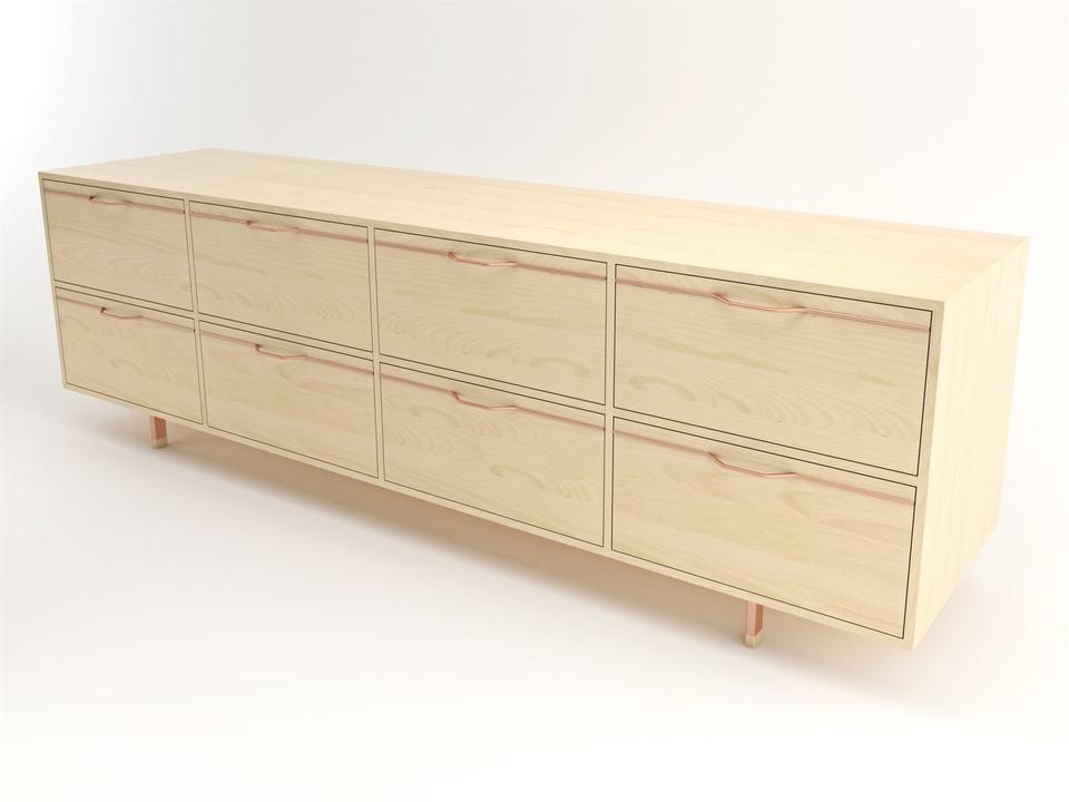 Chapman 8 Drawer Double Dresser in Maple with Clear Powder Coat