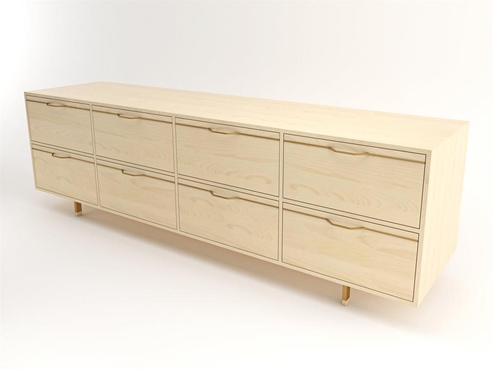 Chapman Storage Long 8-Drawers Beige Maple Wood Double Dresser