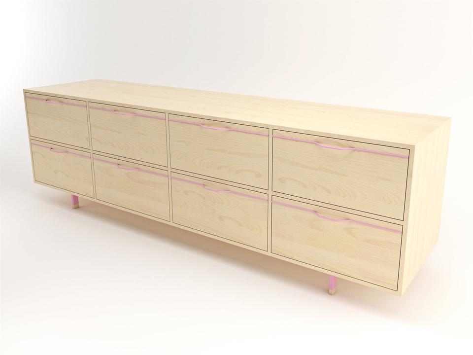 Chapman Storage Long 8-Drawers Beige Maple Wood Double Dresser