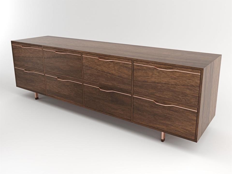 Chapman Storage Long 8-Drawers Brown Walnut Wood Double Dresser
