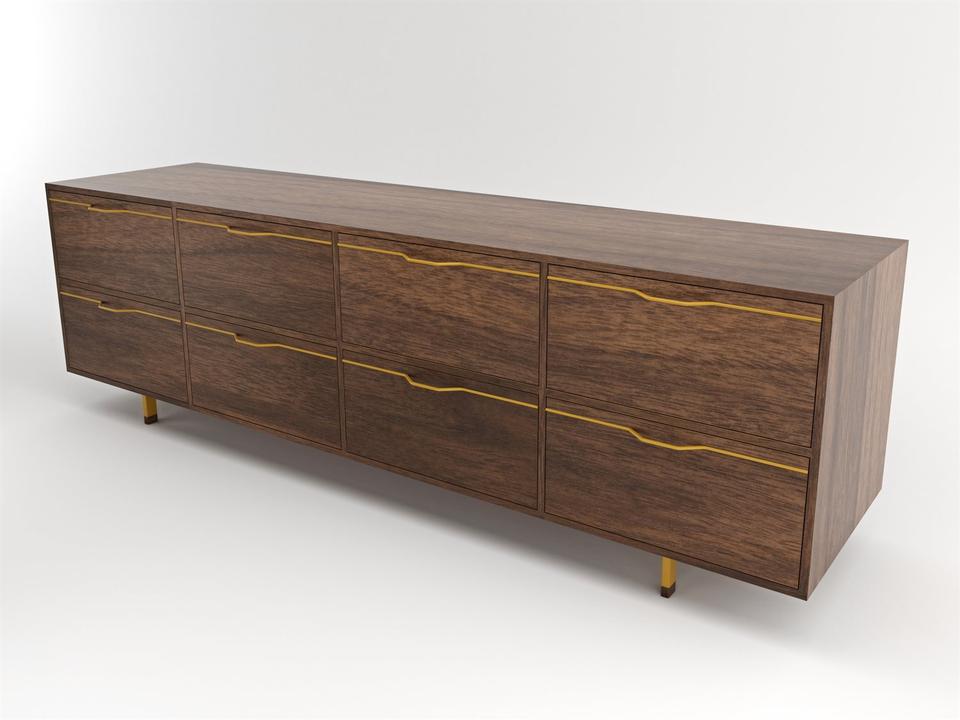 Chapman Storage Long 8-Drawers Brown Walnut Wood Double Dresser