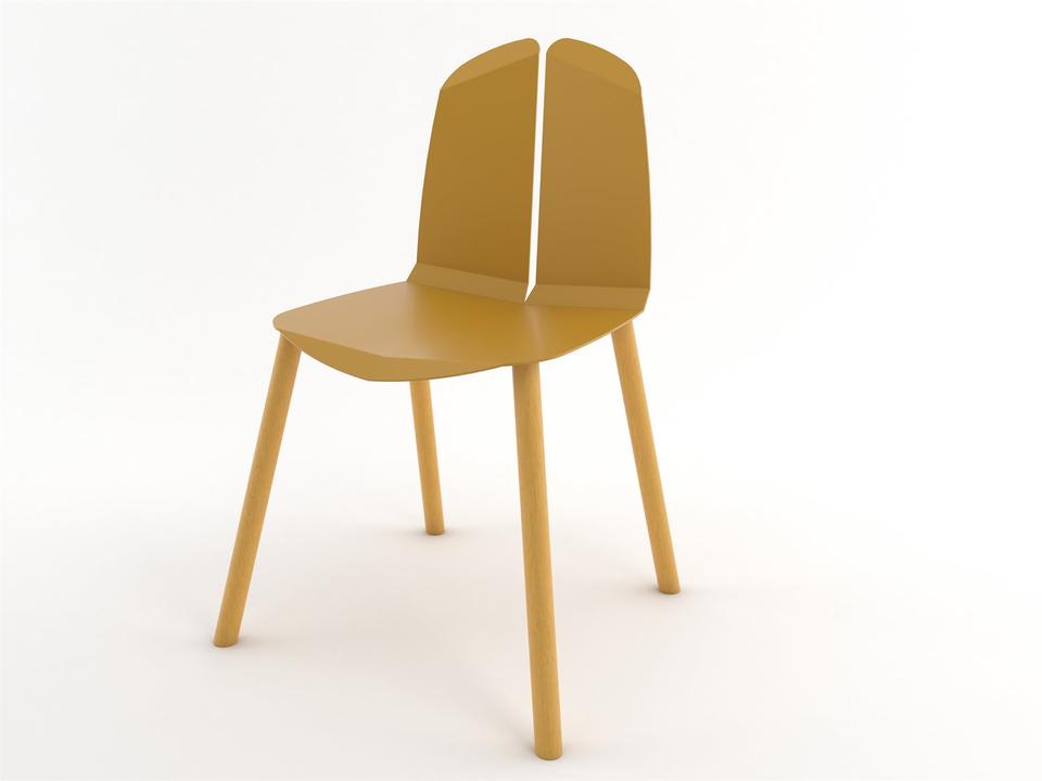 Noa Dining Side Chair in Mustard Oak and Steel