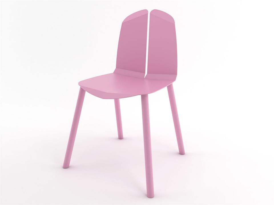Noa Dining Side Chair in Pink Painted Oak and Powder Coated Steel