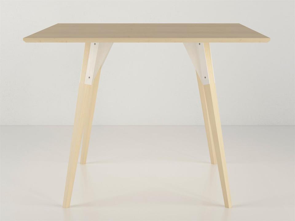 Clarke Small Square Dining Table in Maple and Matte White Steel