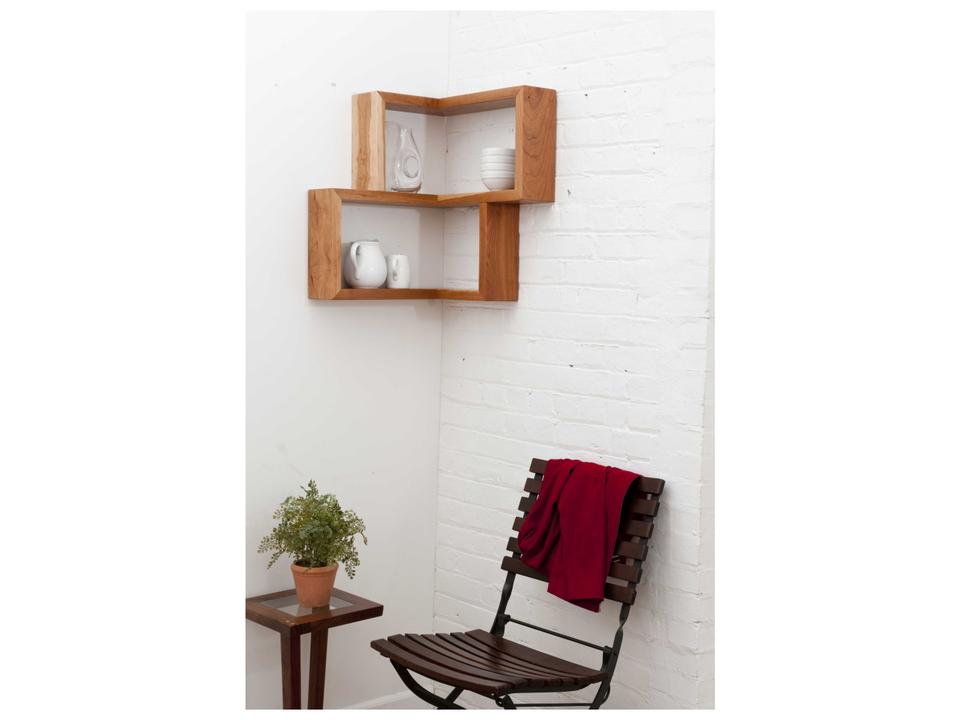 Franklin Reversible Corner Wall Shelf in Solid Cherry Wood