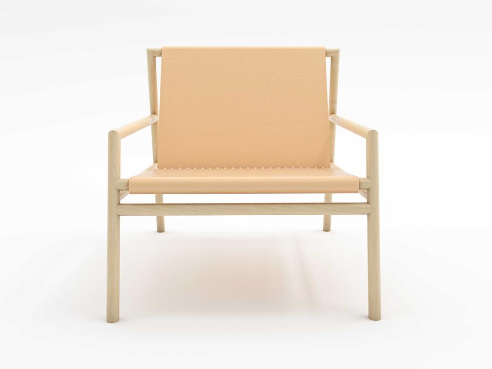 Gallagher Lounge Chair Maple and Natural Leather