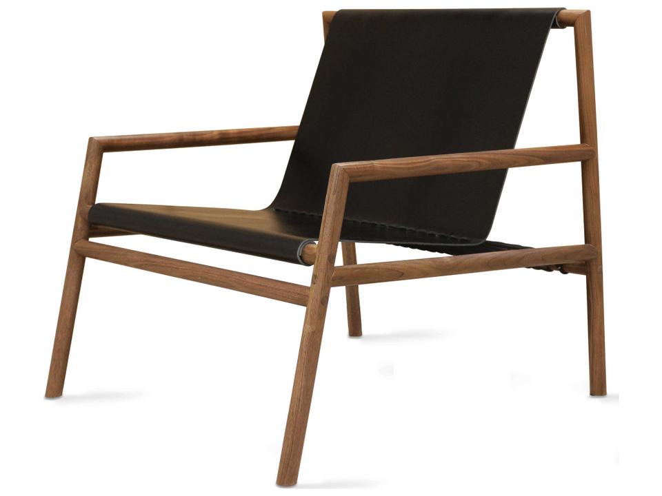 Gallagher Lounge Chair Walnut and Black Leather
