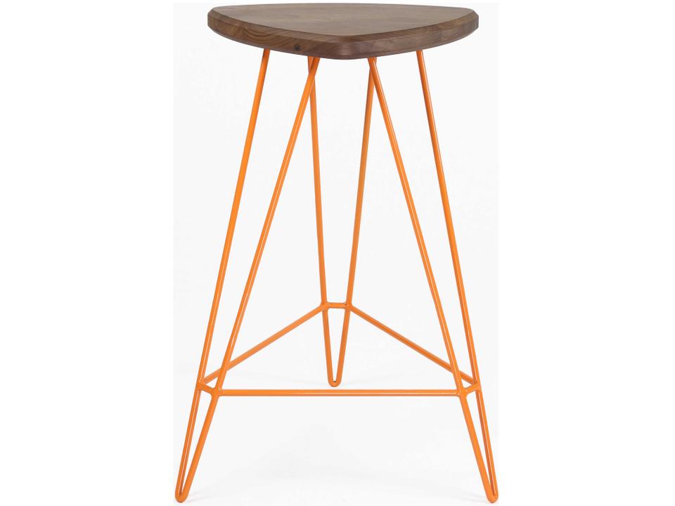 Madison Walnut Wood Counter Stool with Orange Steel Base
