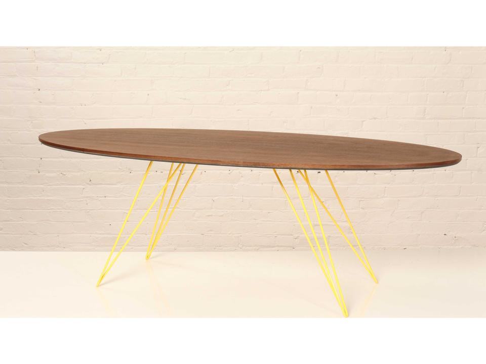 Williams Oval Coffee Table Walnut with Brassy Gold Legs