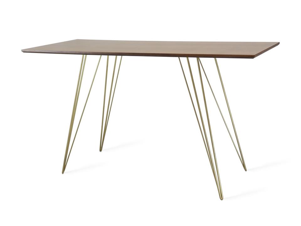 Williams Brassy Gold Brown Walnut Wood Computer Desk Table Collection