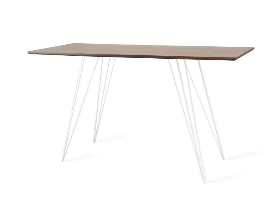 Williams Computer Desk in Walnut with White Hairpin Legs