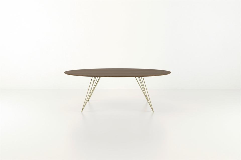 Williams Oval Walnut Dining Table Gold Base