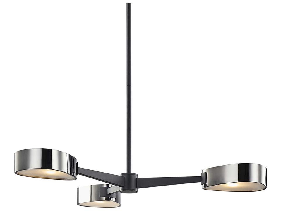 Allisio 3-Light Chandelier in Textured Black and Black Chrome