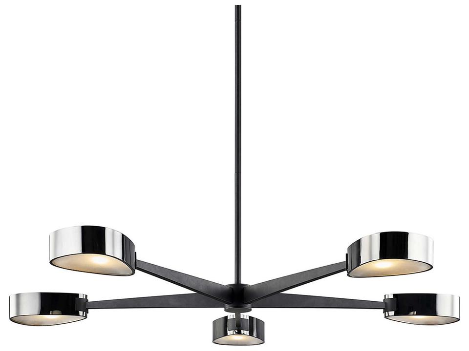 Allisio 5-Light Chandelier in Textured Black and Black Chrome