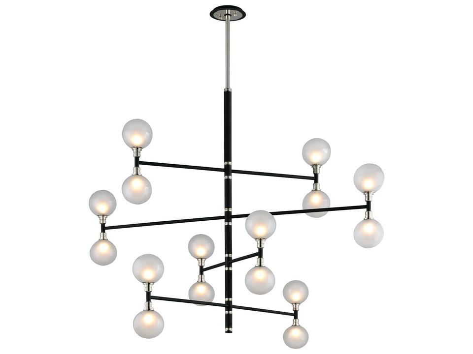Andromeda 16 Light Chandelier in Hand Worked Iron with Carbide Black and Polished Nickel
