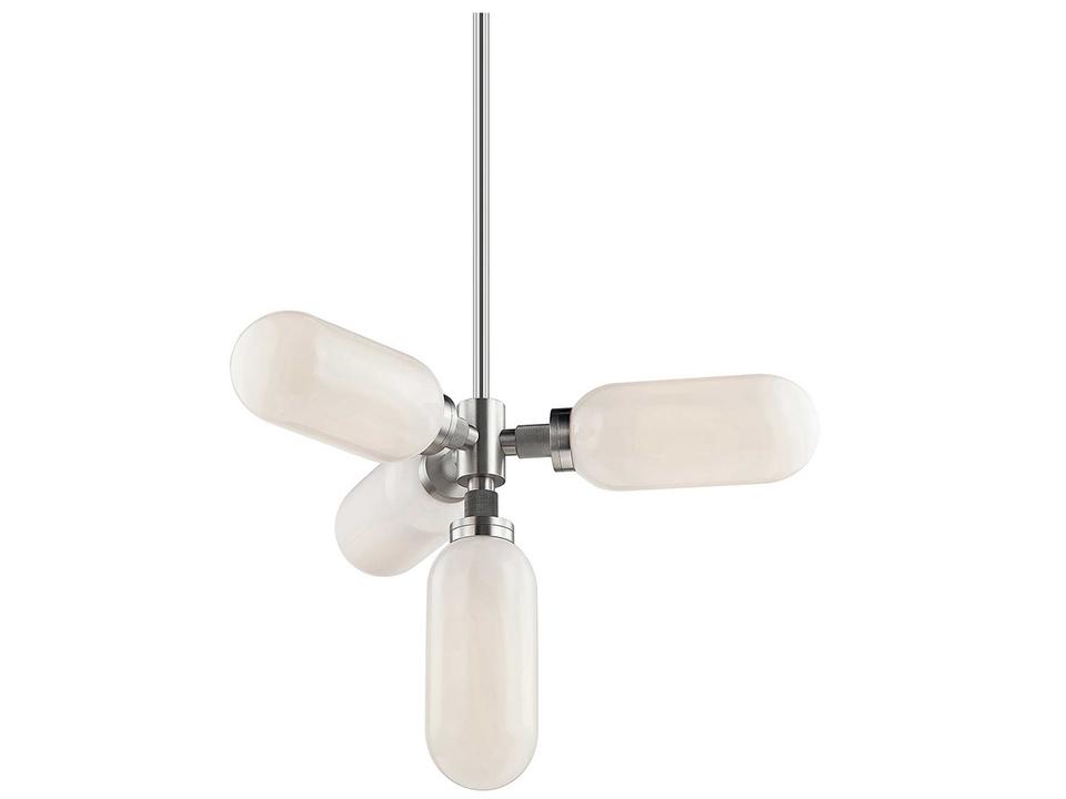 Annex 4-Light Chandelier in Anodized Aluminum and Opal White Glass