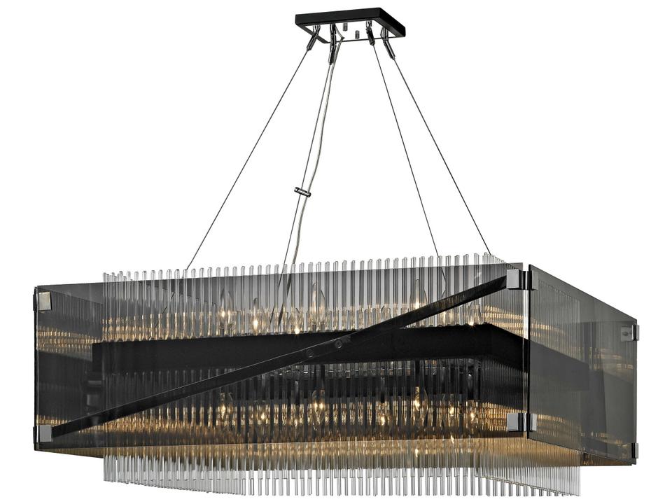 Apollo 16-Light Chandelier in Bronze and Polished Chrome with Clear and Smoked Glass