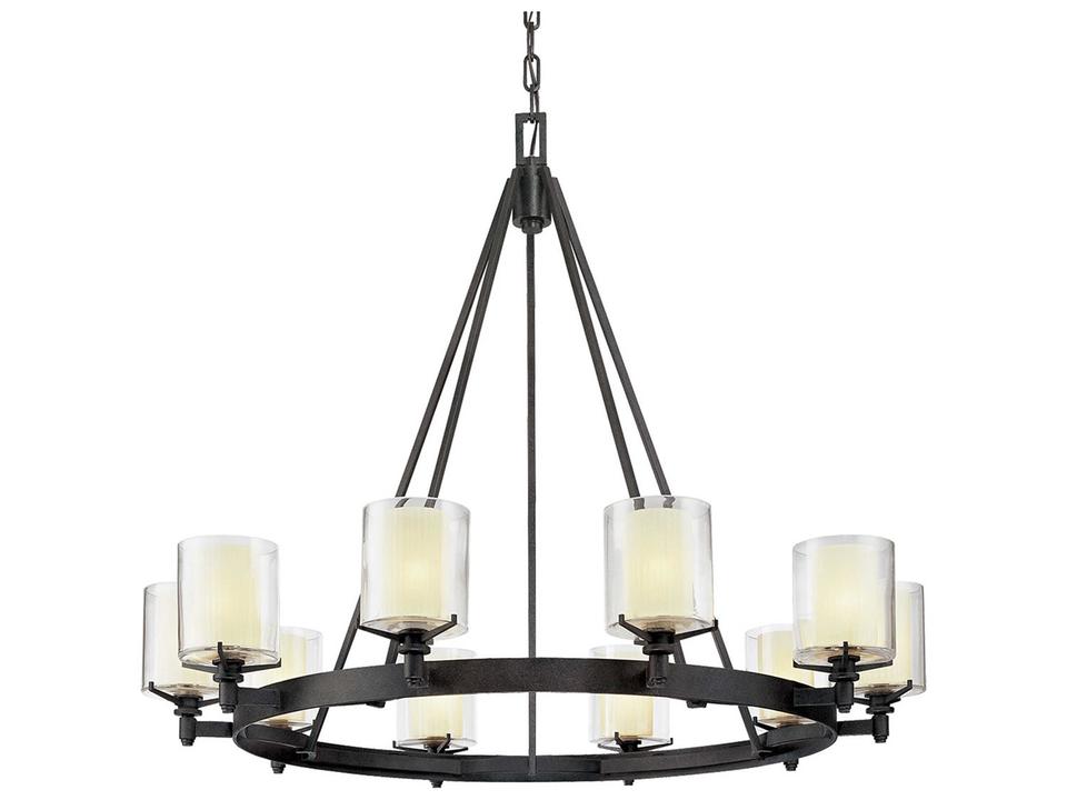 Arcadia 10-Light Chandelier in French Iron and Clear Glass