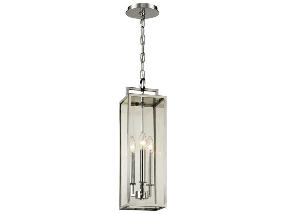 Beckham 3-Light Outdoor Pendant Light in Polished Stainless Steel and Glass