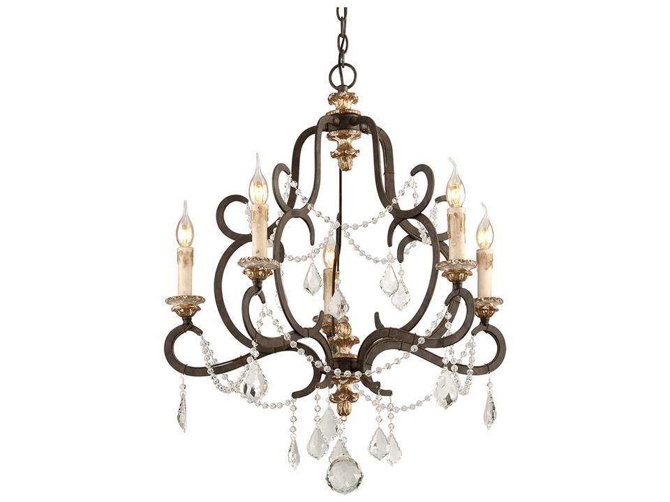 Bordeaux 5-Light Chandelier in Parisian Bronze and Distressed Gold Leaf