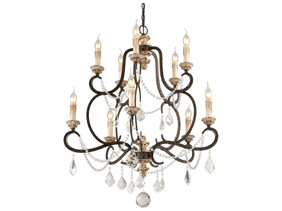 Bordeaux 10-Light Chandelier in Parisian Bronze and Distressed Gold Leaf