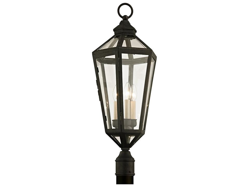 Calabasas 3-Light Outdoor Post Lantern in Vintage Bronze and Clear Glass
