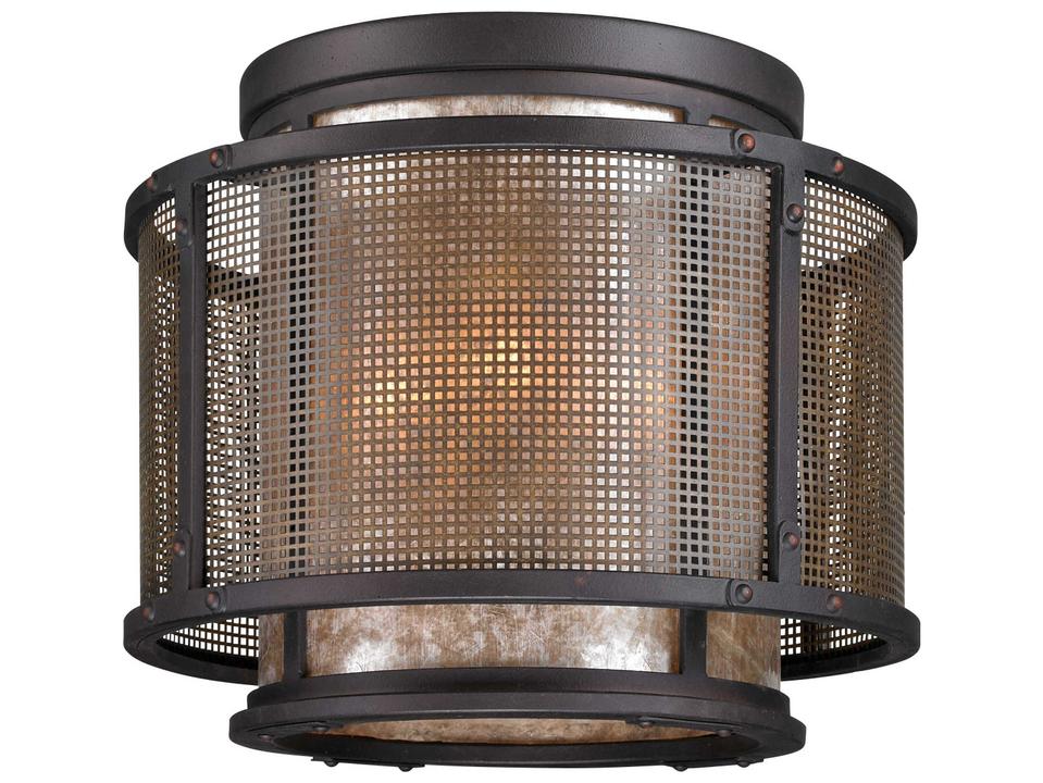 Copper Mountain 4-Light Flush Mount in Copper Mountain Bronze with Silver Mica Glass