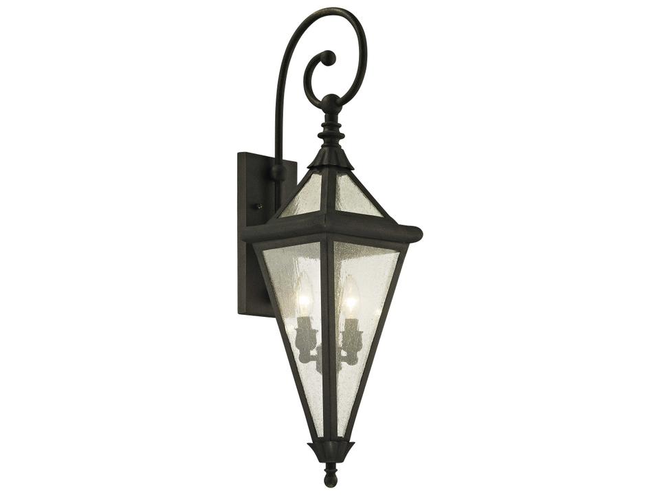 Geneva 2-Light Outdoor Wall Sconce in Vintage Bronze and Clear Seeded Glass