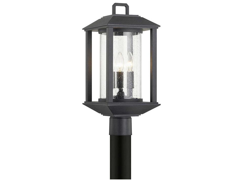 Mccarthy 3-Light Outdoor Post Light in Weathered Graphite and Clear Seeded Glass