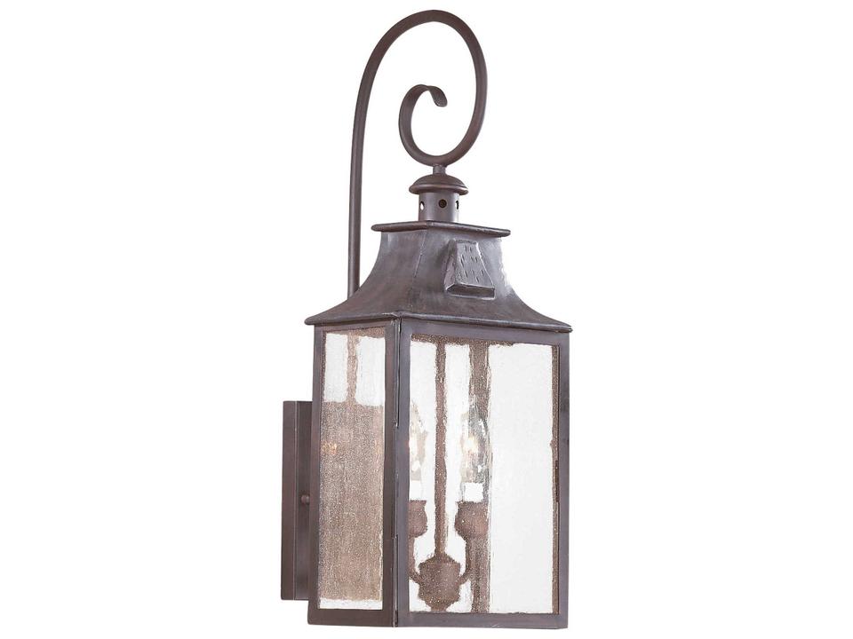 Newton 2-Light Wall Lantern in Old Bronze with Clear Seedy Glass