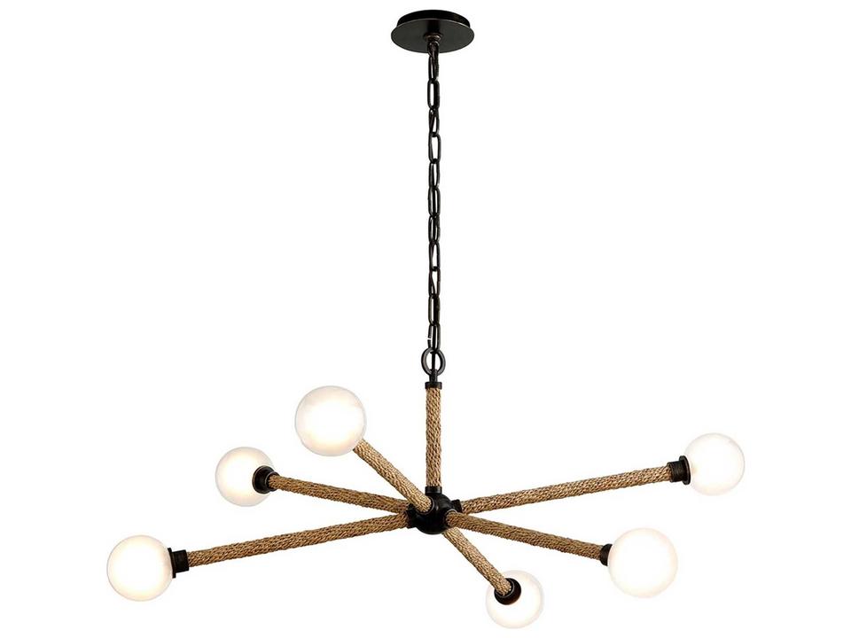 Nomad 6-Light Chandelier in Classic Bronze with Opal White Glass