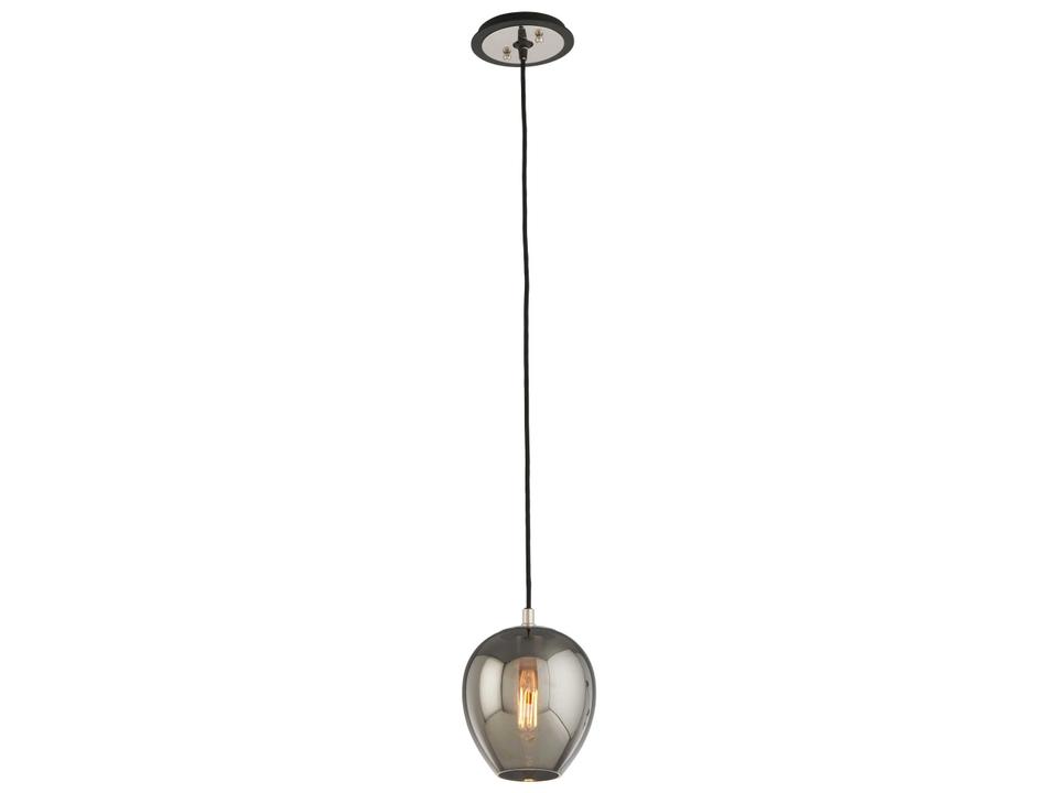 Odyssey 1 Light Mini Pendant in Textured Black and Polished Nickel with Smoked Glass