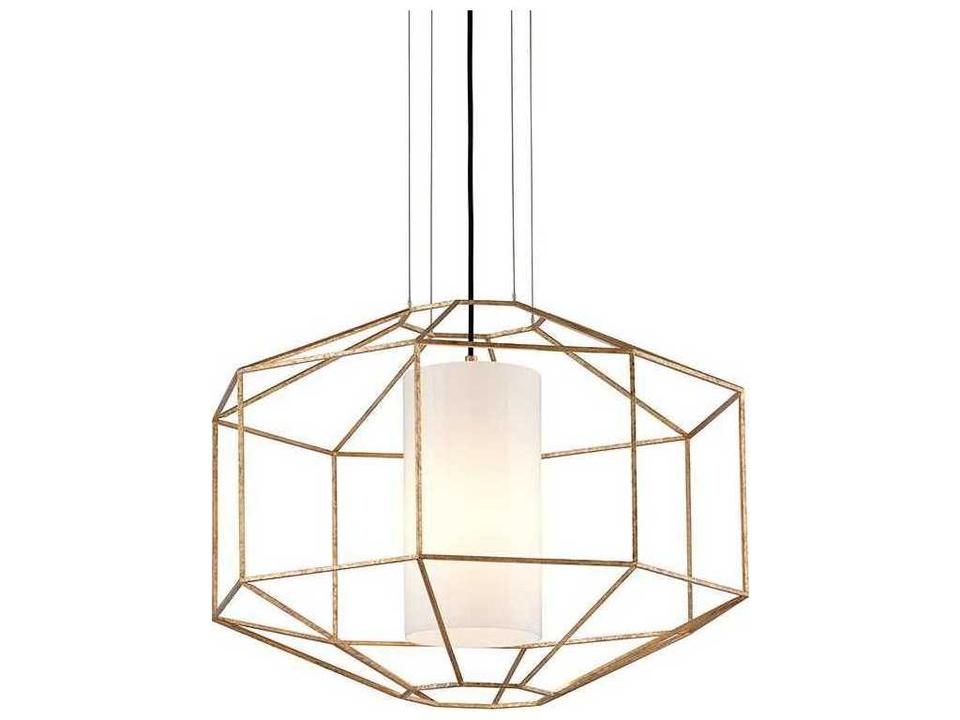 Silhouette 1-Light Chandelier in Gold Leaf with Opal Glass Shade