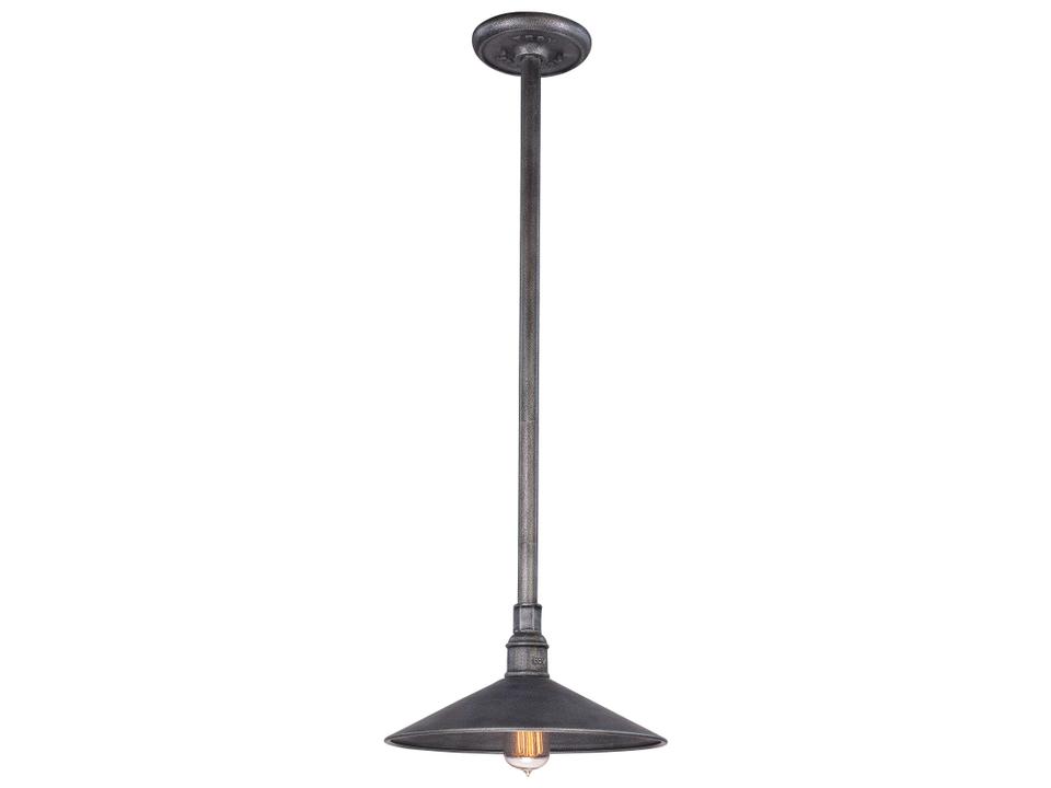 Toledo 1-Light Medium Industrial Pendant Light in Old Silver Hand-Worked Iron