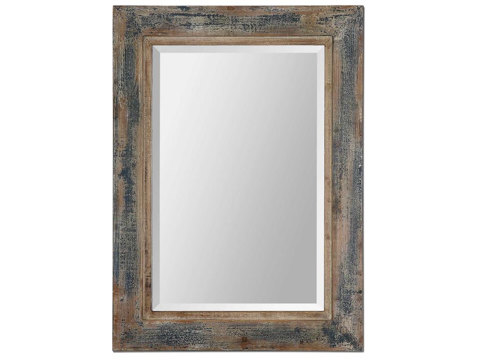 Bozeman Distressed Slate Blue Wood Wall Mirror
